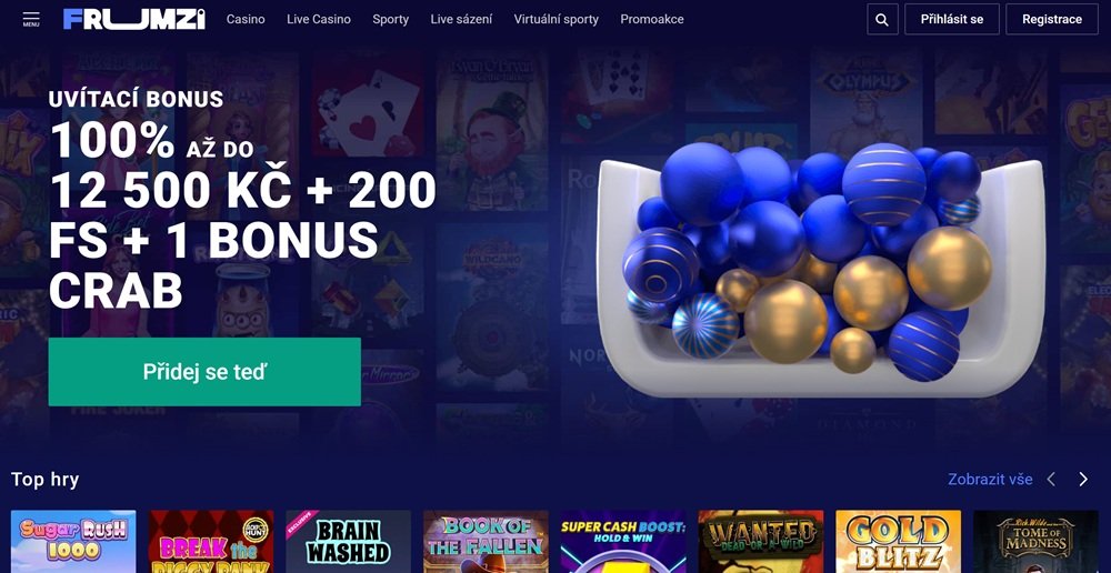 Frumzi casino homepage