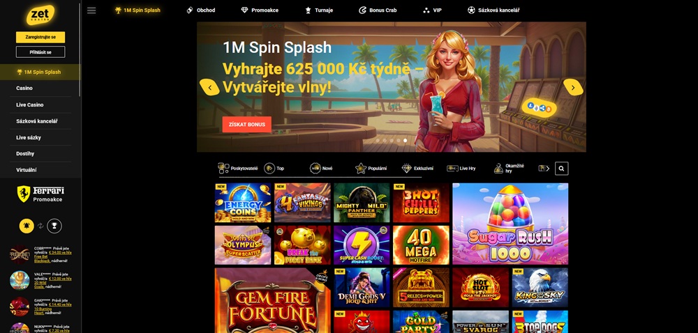 Zet casino homepage