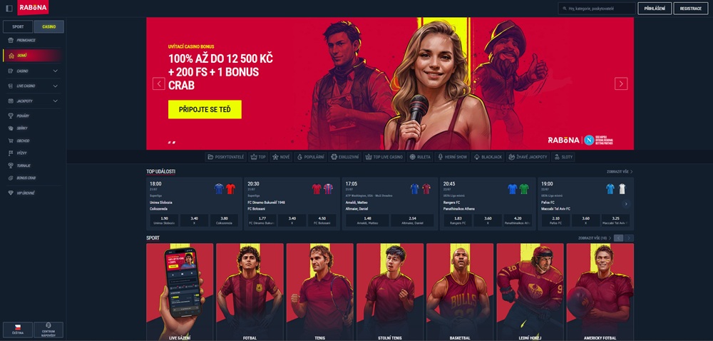 Rabona casino homepage