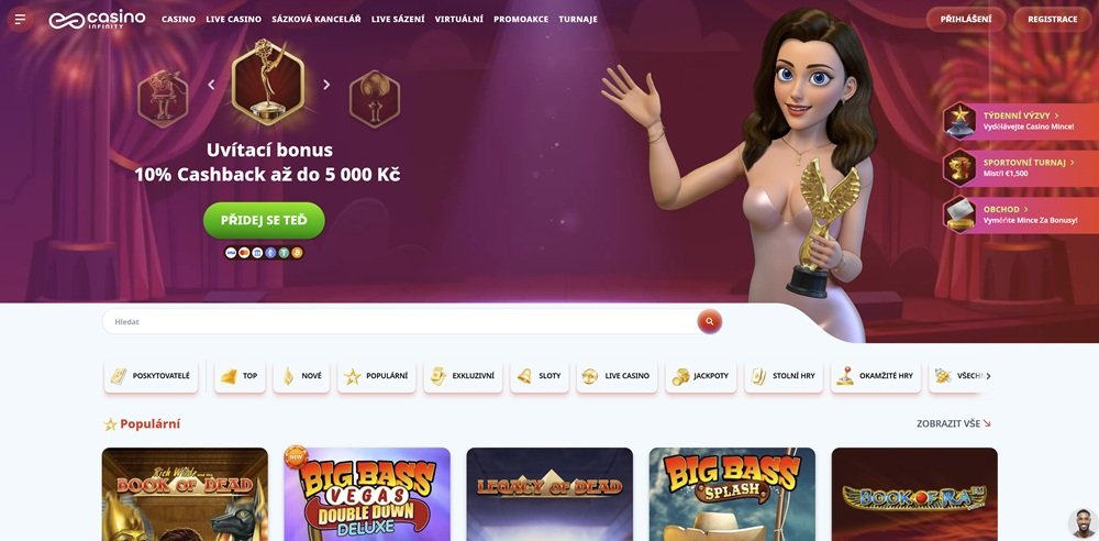 Infinity casino homepage