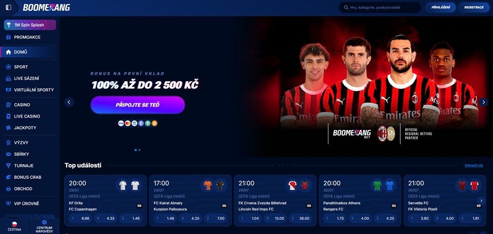 Boomerang Bet homepage