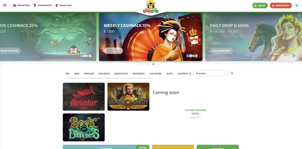 BoaBoa casino homepage