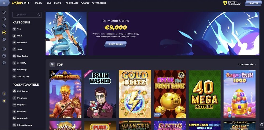 PowBet casino homepage