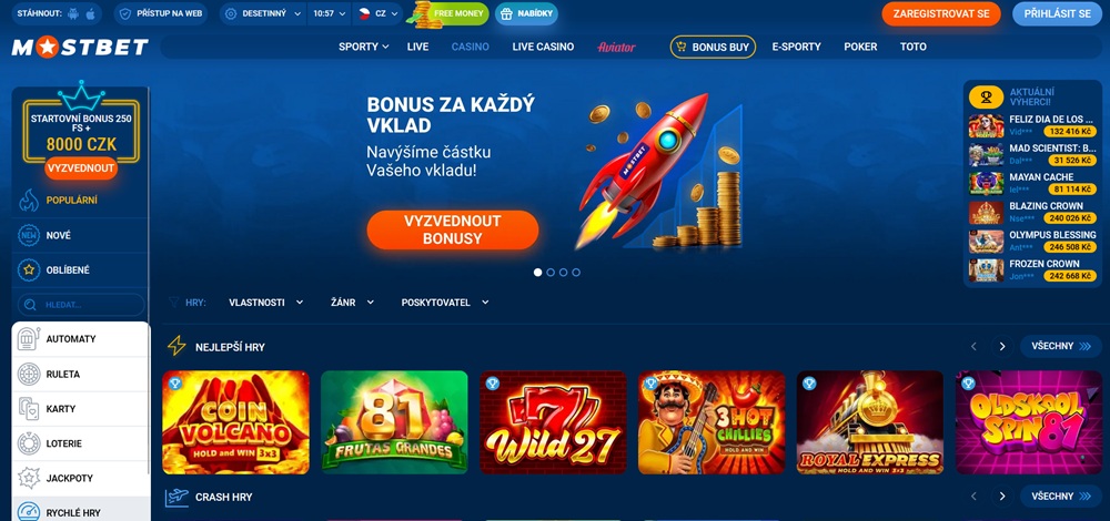 MostBet Casino homepage