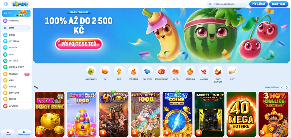Nomini casino homepage
