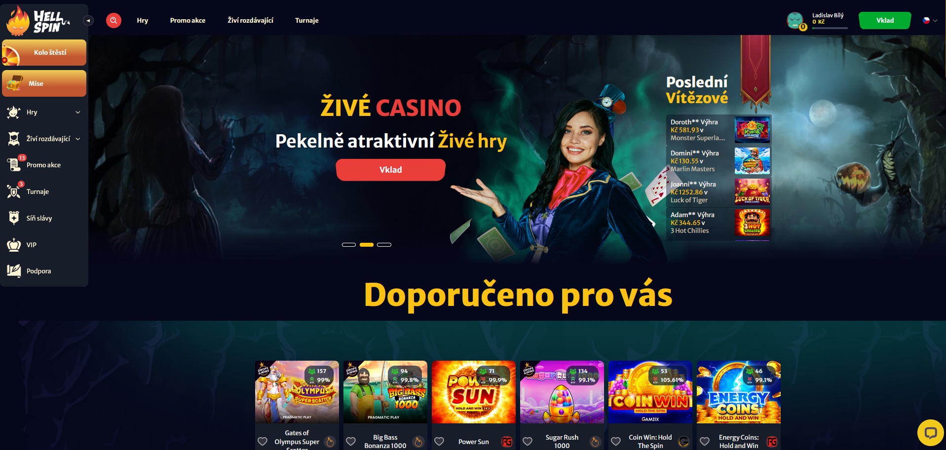 Hell Spin casino homepage