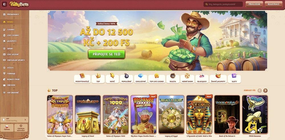 BillyBets casino homepage