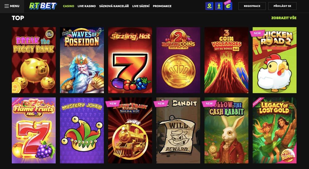 RTbet náhled webu