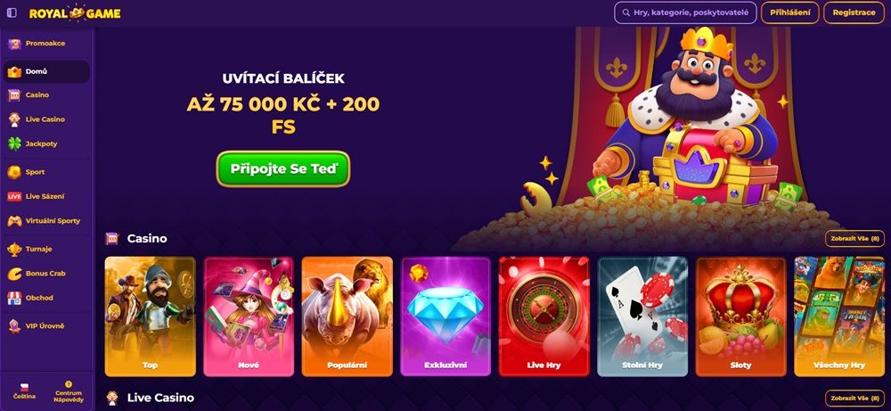 Royal Game casino homepage