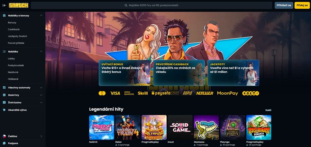 Snatch casino homepage